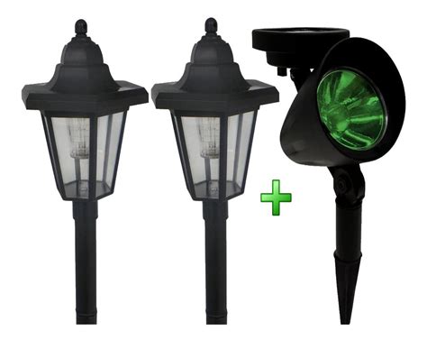 Refletor Jardim Solar Led Verde 2 Luminária Poste Branco Mercado Livre