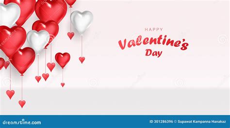 Happy Valentine S Day Poster Or Voucher Design With Balloons On A