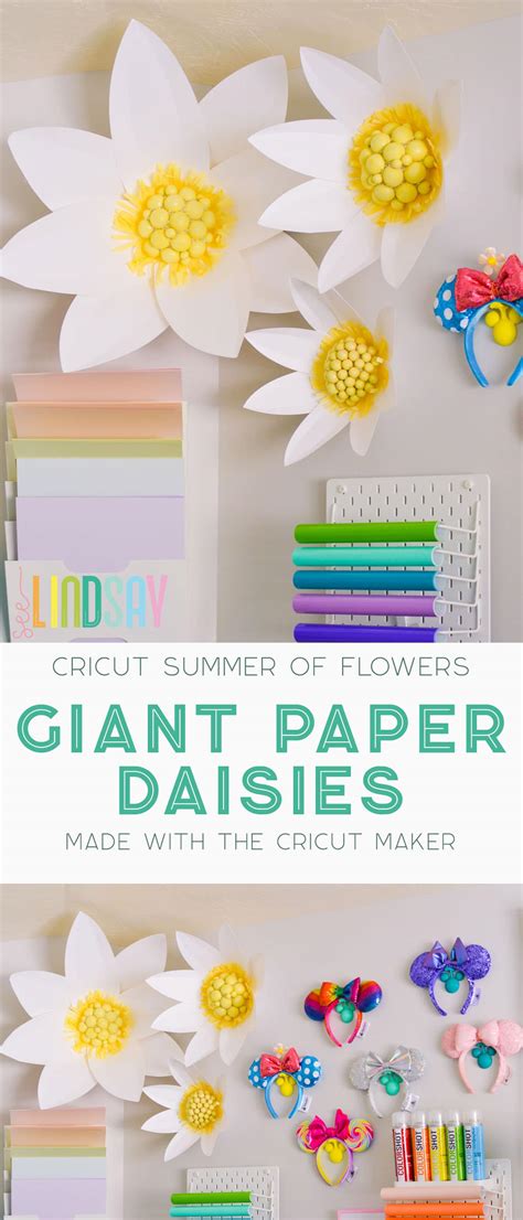 Cricut Paper Flowers - DIY Giant Paper Daisies - seeLINDSAY