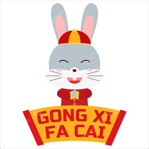 Gong Xi Fa Cai Rabbit Vector Chinese New Year 2023 Cute Rabbit Chinese