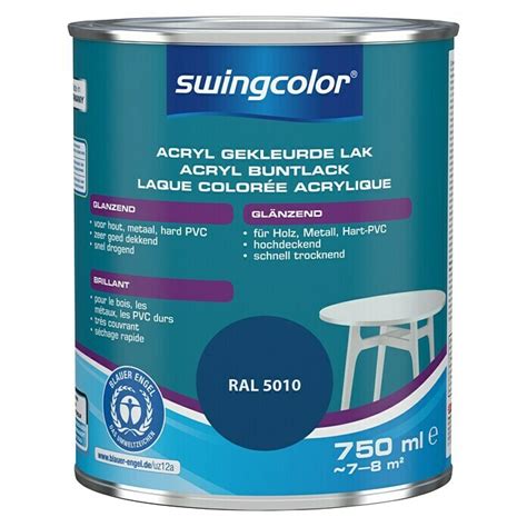 Swingcolor Peinture Acrylique Ral 5010 Bleu Gentiane Brillante 750 Ml