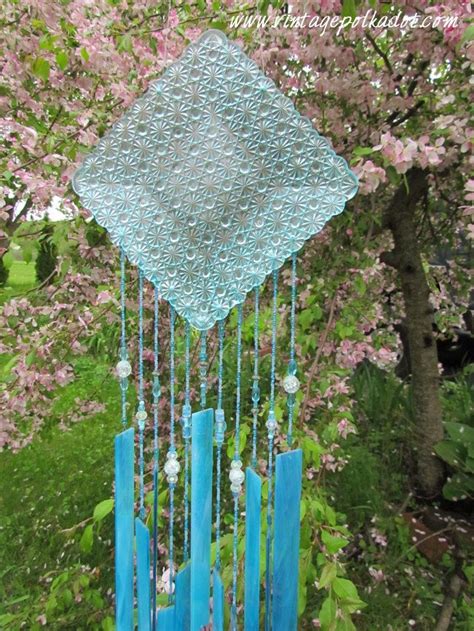 Vintage Glass Wind Chimes Wind Chime Antique Glass Blue Stained Glass 8999 Via Etsy This