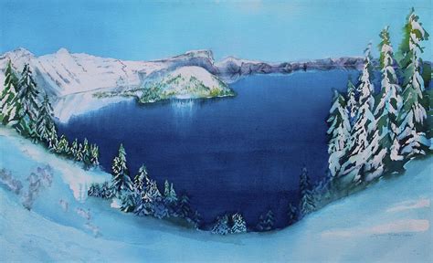 The Sapphired Deeps Of Crater Lake Painting By Laurie Martin Cohn