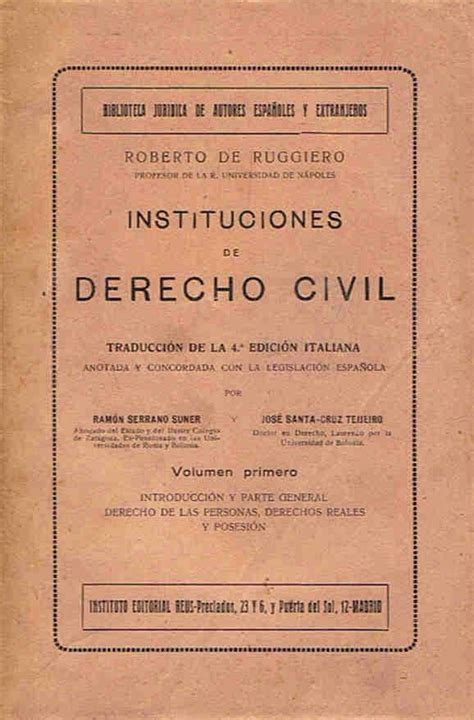 Instituciones De Derecho Civil Vols By Ruggiero Roberto De