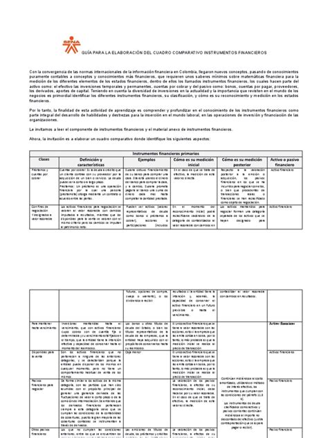 Anexo 11 Cuadro Comparativo Instrumentos Financieros Pdf