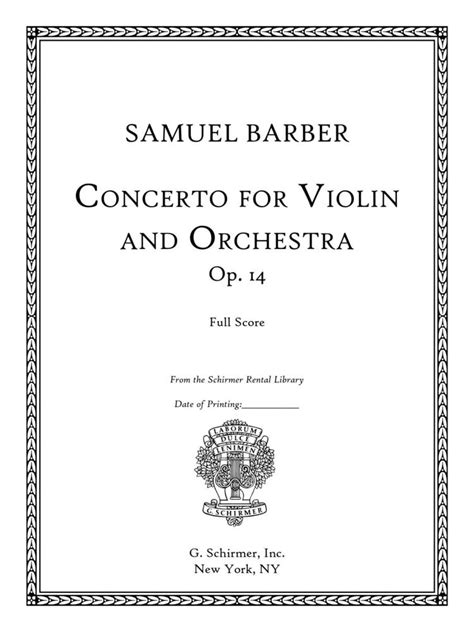 Samuel Barber – Violin Concerto, Op. 14 Lyrics | Genius Lyrics