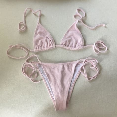 Missguided Swim Baby Pink Terry Cloth String Bikini Poshmark