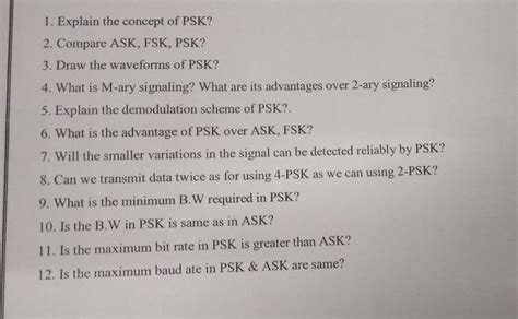 Solved Explain The Concept Of Psk Compare Ask Fsk Chegg