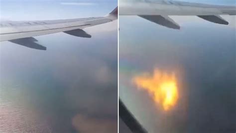 Captan El Momento En Que La Turbina De Un Avión Explota En Pleno Vuelo Sobre El Mar