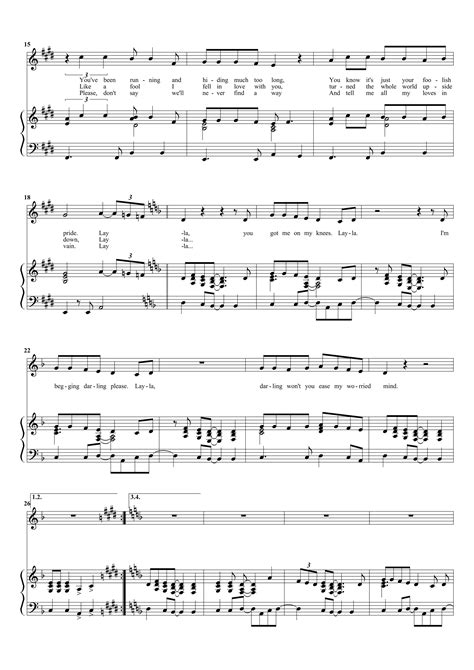 Sheet Music Noten Piano Eric Clapton Layla Pdf