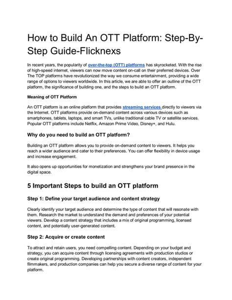 How To Build An Ott Platform Step By Step Guide Flicknexs Pdf