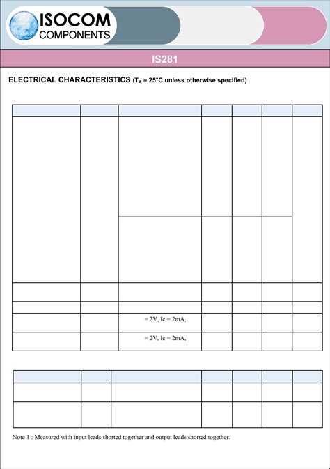 IS281 Datasheet By Isocom Components 2004 LTD Digi Key Electronics