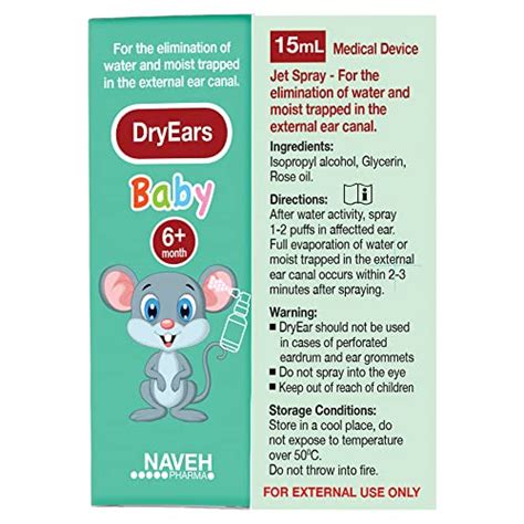 Naveh Pharma Dry Ears Baby Swimmers Ear Drops Spray Ear Drying