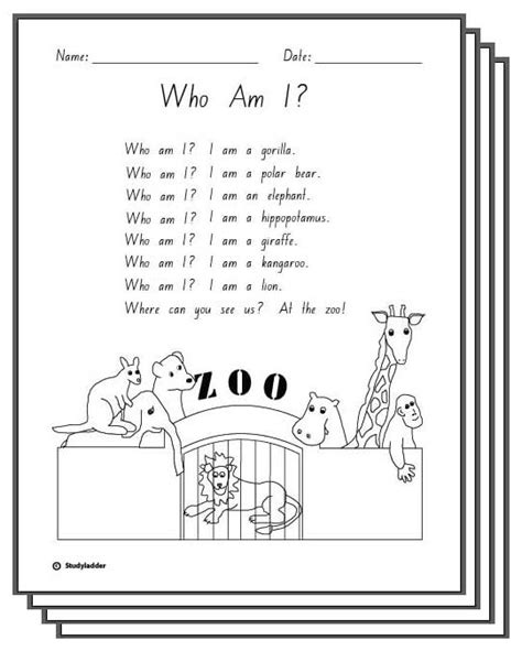 Who Am I Response Activity Sheets Studyladder Interactive Learning Games