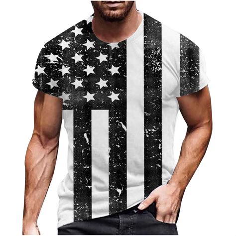 Tmoyzq Mens Plus Size American Flag Print Muscle Shirts 4th Of July