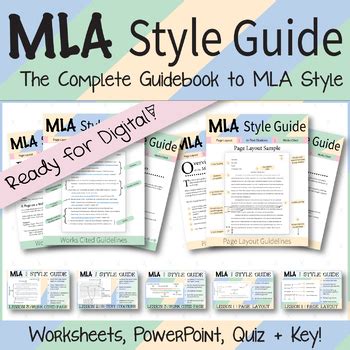 Mla Format Style Guide Instructional Packet Worksheets Pptx