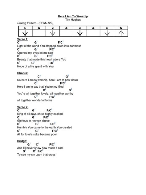 Here I Am To Worship Chord Chart | PDF