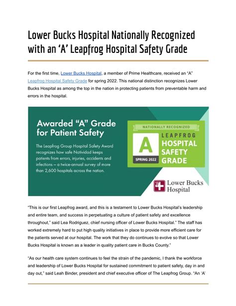 Ppt Lower Bucks Hospital Nationally Recognized With An ‘a Leapfrog