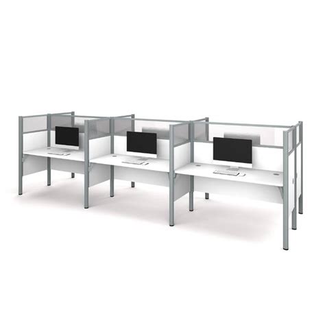 Bestar Pro Biz Simple Workstation With 3 Privacy Panels Benching Desk