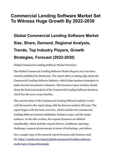 Ppt Commercial Lending Software Market Set To Witness Huge Growth By