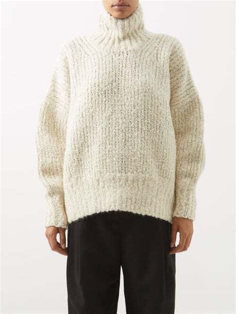 Buy Toteme High Neck Alpaca Wool Blend Boucl Sweater Ivory At