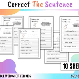 Printable Correct The Sentences Worksheets St Nd Grade