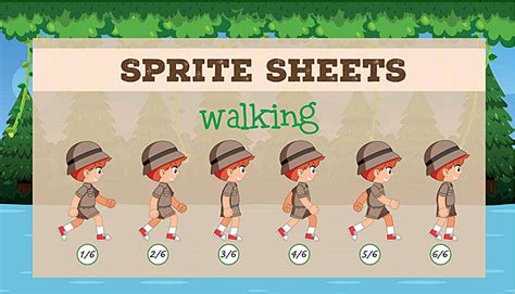 A Sprite Sheet Walking Game Template Sprite Cartoon Animation Sprite Vector, Walking Clipart ...