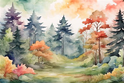 Forest Watercolor Landscape Background Graphic by Forhadx5 · Creative ...