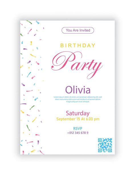 Premium Vector Colorful Confetti Birthday Invitation