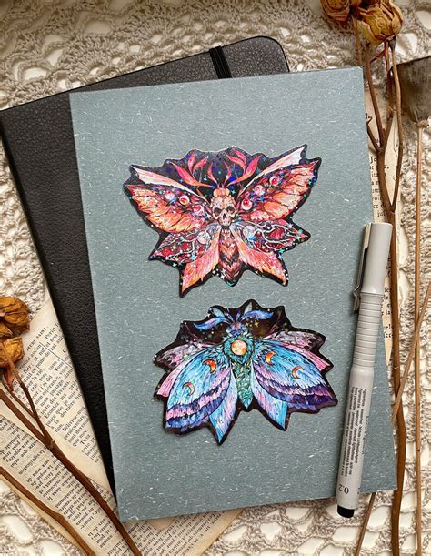 Holographic Magical Moth Sticker Pack Moon Moths Sticker Set Etsy