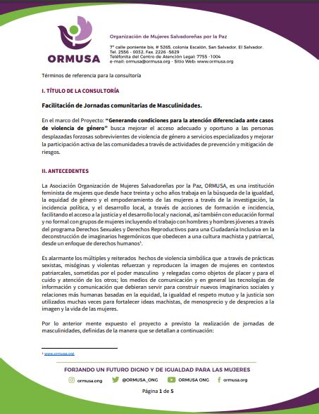 Facilitación de Jornadas comunitarias de Masculinidades ORMUSA