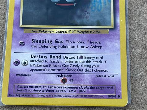 Authentic Vintage Pokemon Card 1999 Base Set 50102 Gastly Etsy