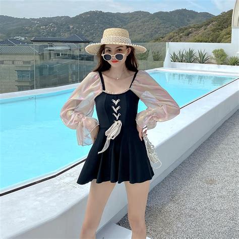 Swimsuit Female Slimming Hot Spring Korean Ins Female One Piece Skirt Student Shopee Philippines