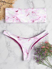 4 OFF 2021 Bandeau Tie Dye Bikini Set In WHITE ZAFUL