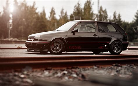 Download wallpapers Volkswagen Golf, MK3, VW Golf, tuning, german cars, black Golf, Volkswagen ...