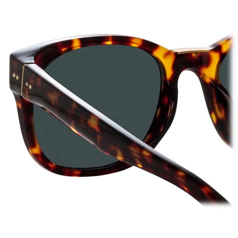 Linda Farrow Cedric Rectangular Sunglasses In Tortoiseshell