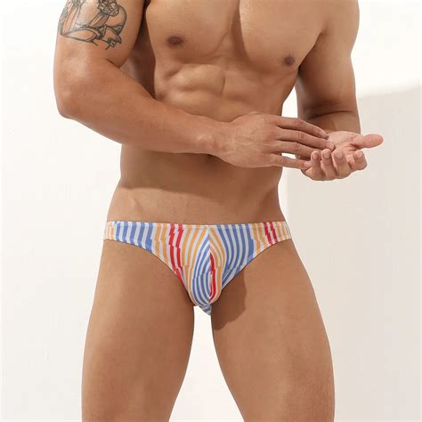 Print Swimsuit Men Sexy Thong Bathing Suit Mens Swimwear Bikini Low Waist Beach Wear Fashion