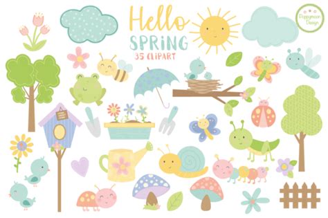 Hello Spring Clipart Graphic by poppymoondesign · Creative Fabrica