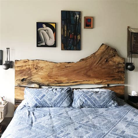 Live Edge Headboard Spalted Beech Platform Bed With Live Edge Slab