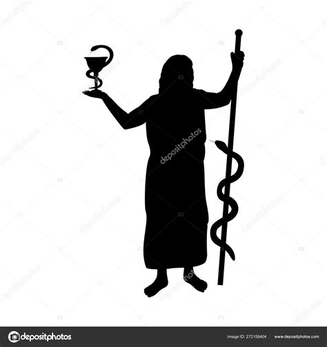 Asclepius God Medicine Silhouette Ancient Mythology Fantasy Stock