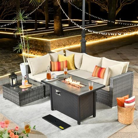 Weaxty W Daffodil J Gray 6 Piece Wicker Patio Outdoor Conversation Sofa