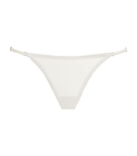 Womens Kiki De Montparnasse White Silk Floral Chouchou G String Thong