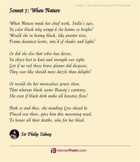 Sonnet When Nature Poem By Sir Philip Sidney