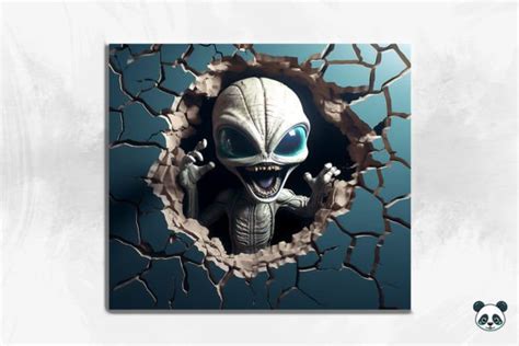 3D Alien Cracked Hole Tumbler Wrap 15 Graphic By Pandastic Creative