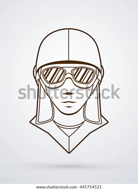 Pilot Face Outline Graphic Vector Stock Vector Royalty Free 445754521