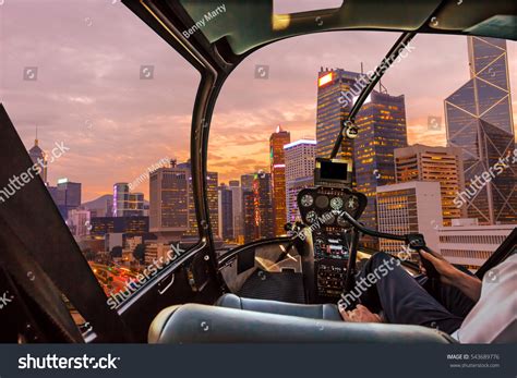 Helicopter Cockpit Flying Aerial View Cityscape Stock Photo 543689776 ...