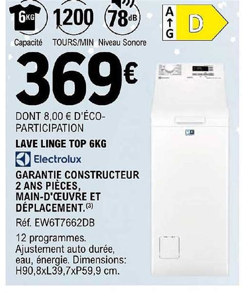 Promo Lave Linge Top Kg Electrolux Chez E Leclerc Icatalogue Fr