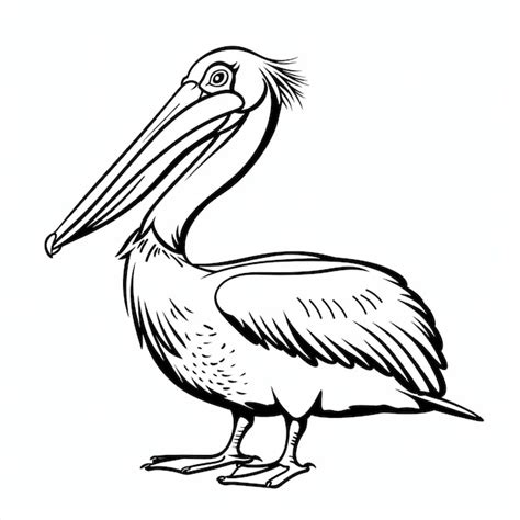 A Drawing Of A Pelican With A Black And White Beak Premium Ai