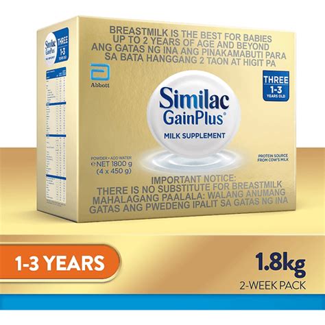 Similac Gain Plus Three 1 3 Years Milk Supplement 1 8kg Milk