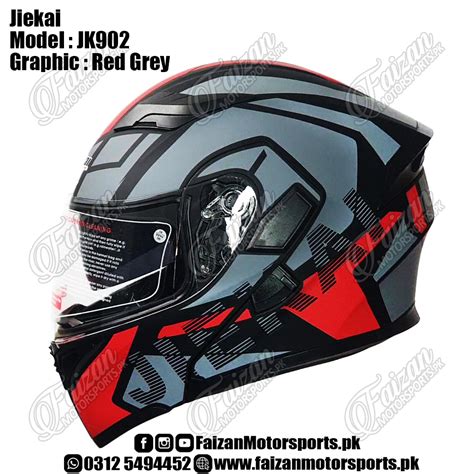 Jiekai Jk Matt Red Grey Dot Certified Flip Up Dual Visor